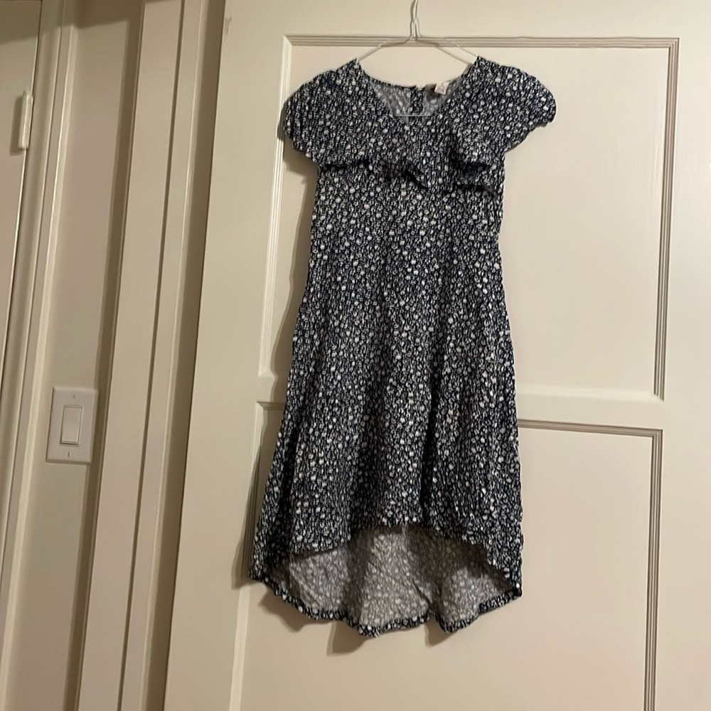 floral patterned white and blue dress